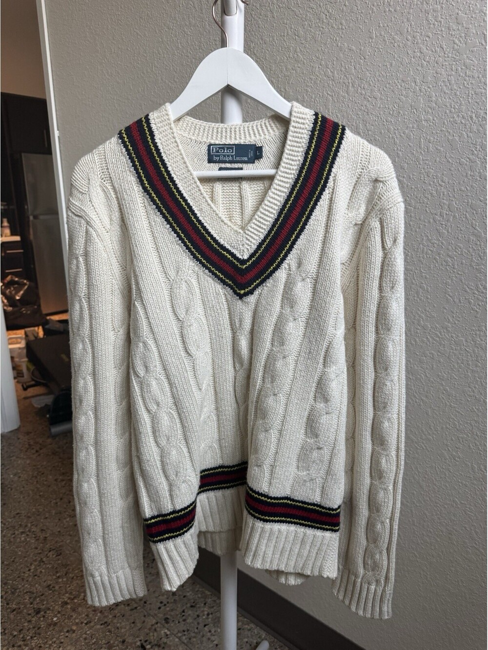 Ralph Lauren V Neck Sweater Vintage Cotton Cashmere Sz L Womens - Picture 1 of 5